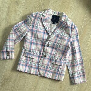 Boys Plaid Blazer - Pink and Blue